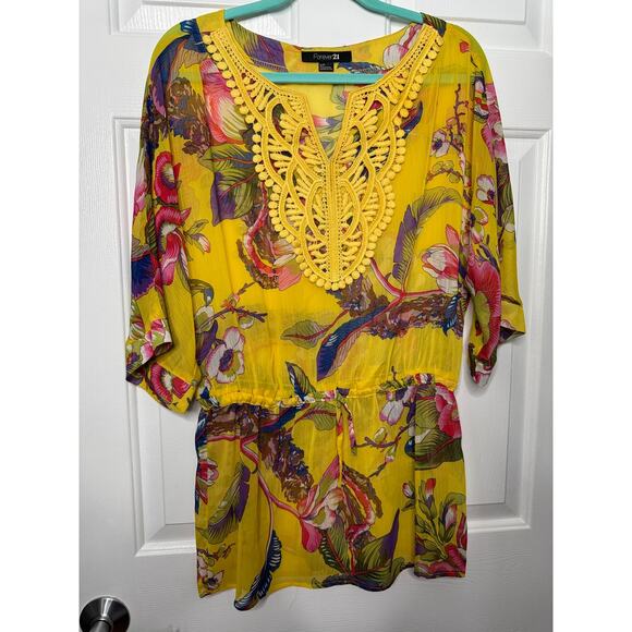 Forever 21, Size S/P, Vivid Multicolor, Embroidered, Peplum with Waist Tie - Picture 1 of 6